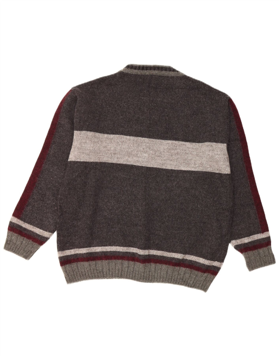 COMMANDER Jersey de cuello redondo para hombre IT 52 Large Grey Colourblock Wool