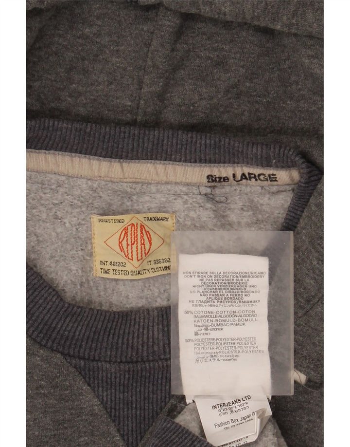 Replay Jersey con capucha gráfica para hombre de algodón gris grande