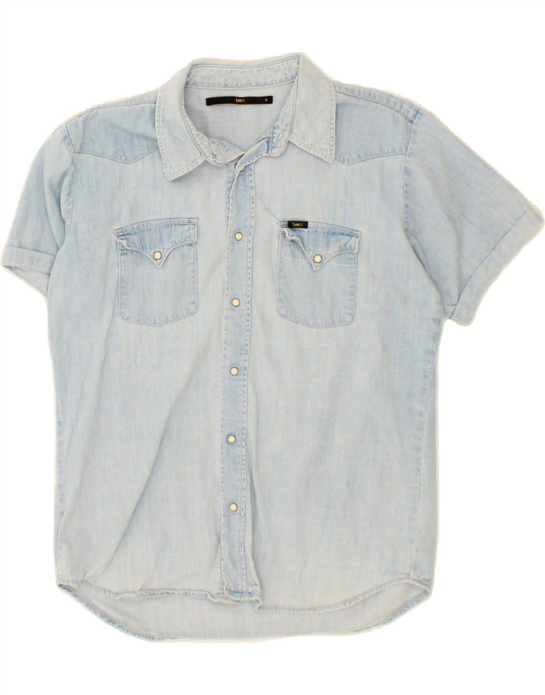 LEE Mens Short Sleeve Shirt Medium Blue Cotton Vintage Lee and Second-Hand Lee from Messina Hembry 