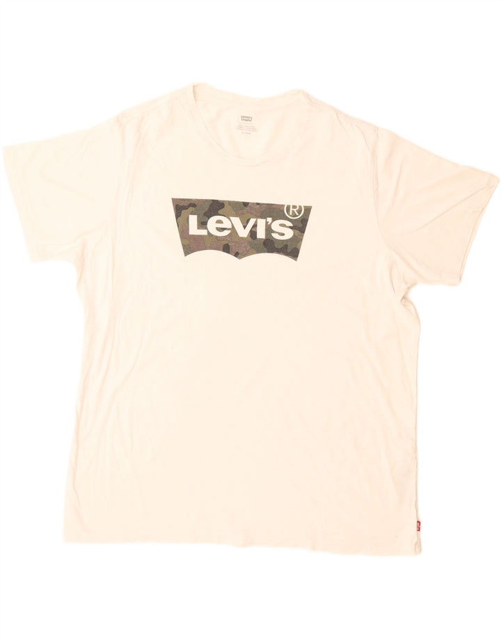 Levi's Hombre Camiseta Gráfica Top XL Algodón Blanco
