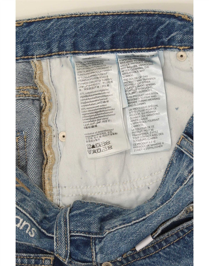 Pantalones cortos de mezclilla desgastados Calvin Klein para mujer W29 Algodón azul medio