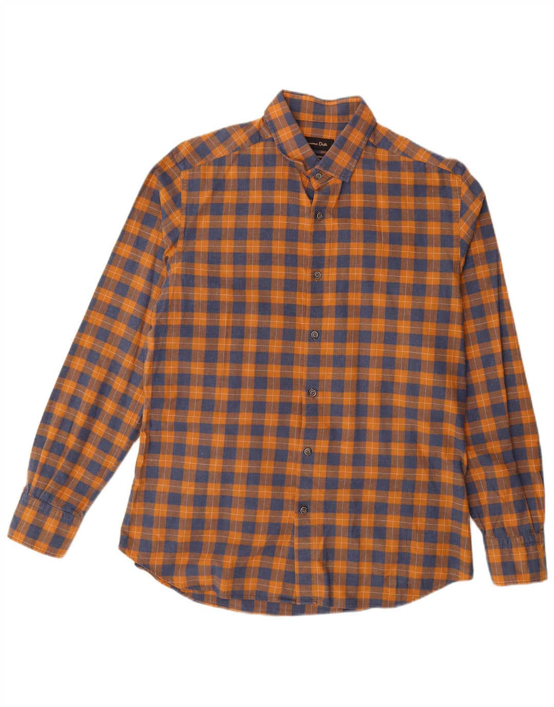 Massimo Dutti Camisa Franela Cuadros Naranja Grande Hombre