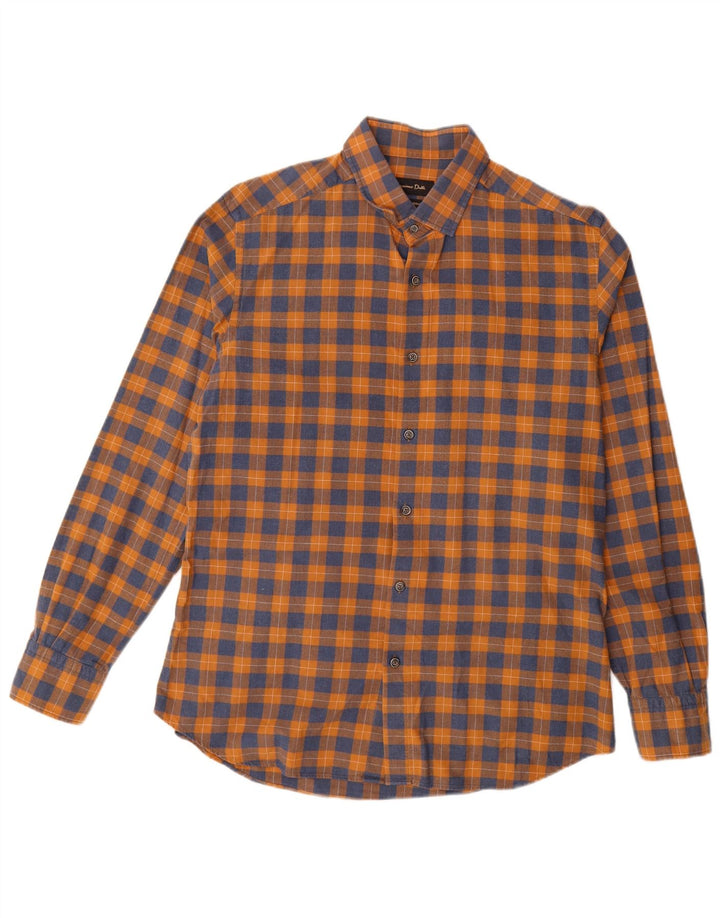 Massimo Dutti Camisa Franela Cuadros Naranja Grande Hombre