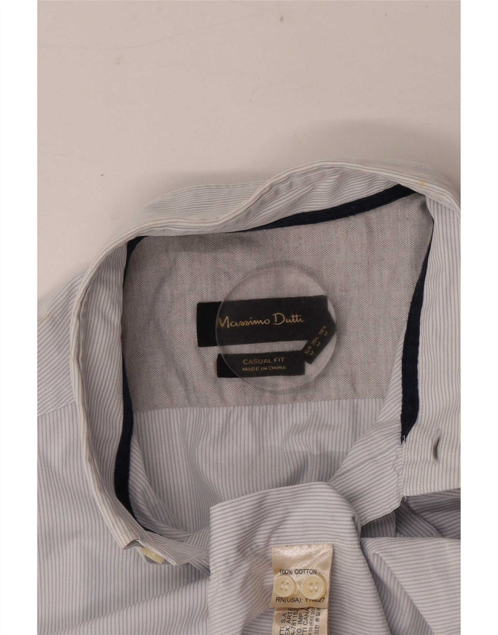 Camisa Massimo Dutti Hombre Casual Fit Algodón Rayas Azul Medio