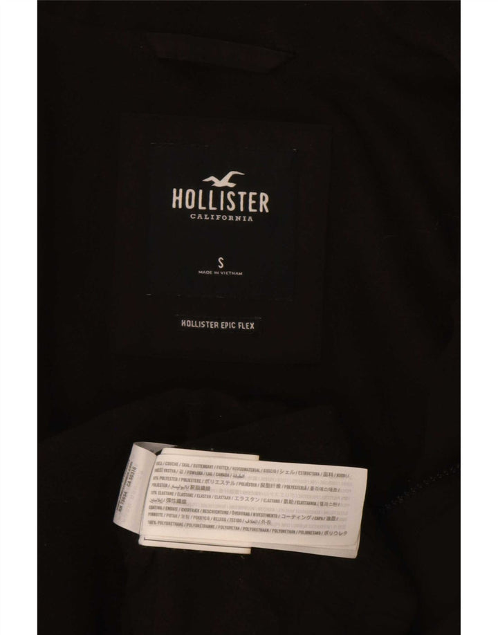 Hollister Mens Graphic Hooded Bomber Jacket Reino Unido 36 Pequeño Poliéster Negro