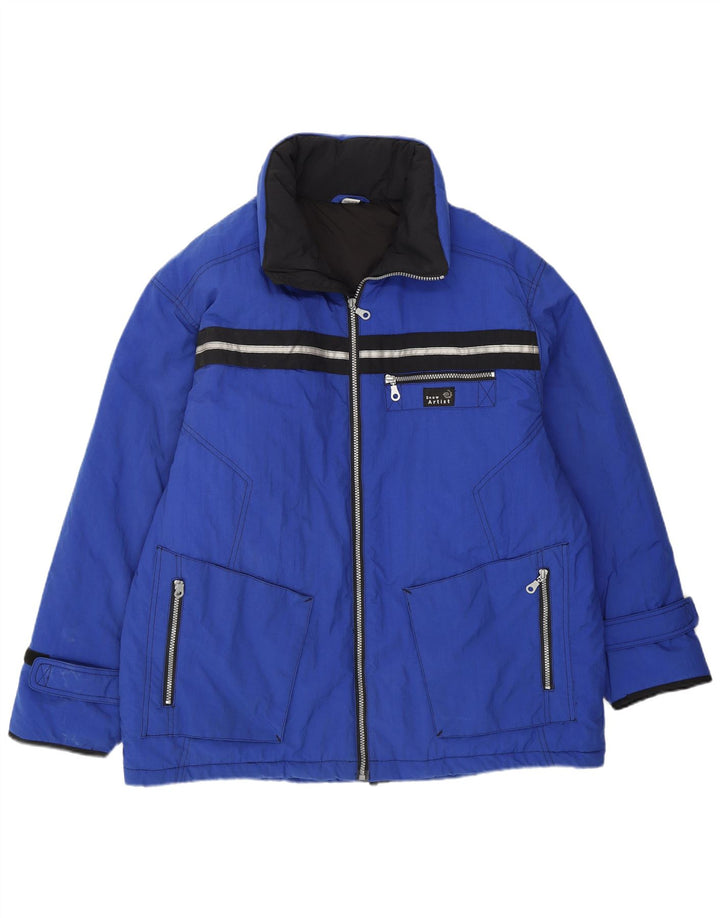 VINTAGE Chaqueta de esquí con capucha para hombre Reino Unido 40 Poliamida azul grande