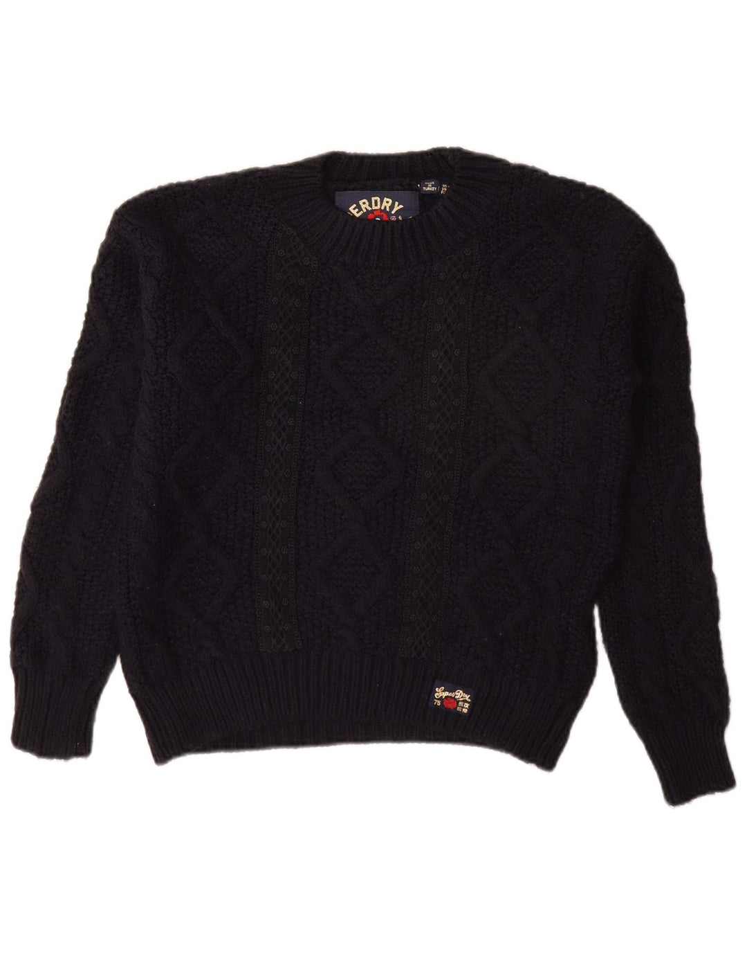 SUPERDRY Suéter tipo jersey de gran tamaño con cuello barco para mujer UK 8 Small Azul marino