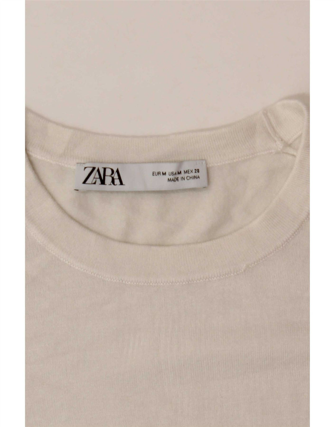 Zara - Jersey de cuello redondo para mujer, talla 40, talla M, color blanco