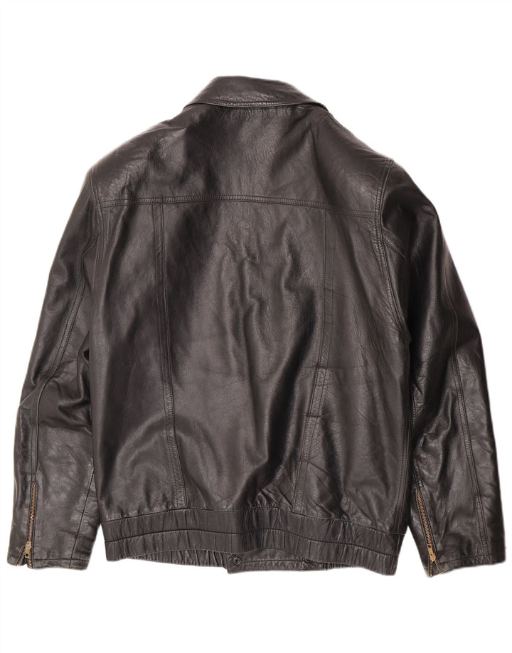 Vintage hombres chaqueta de cuero Reino Unido 36 pequeño cuero negro