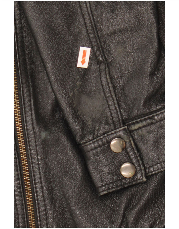 H&M Chaqueta corta de cuero para mujer EU 38 Cuero negro mediano