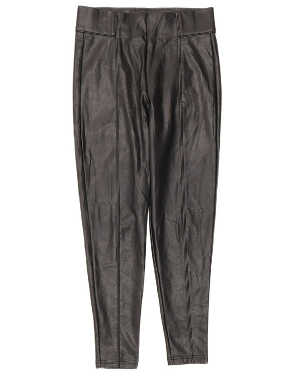 Marks & Spencer Pantalones de piel sintética para mujer UK 8 Small W26 L24 Negro