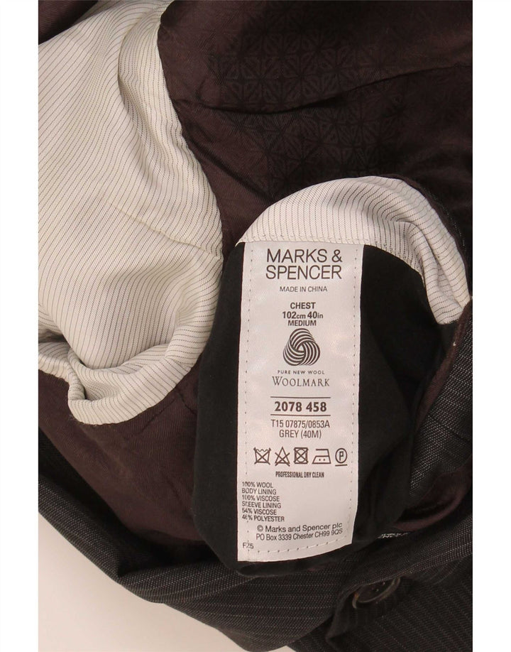Marks & Spencer Chaqueta tipo blazer de 2 botones para hombre Reino Unido 40 Gris medio Rayas diplomáticas