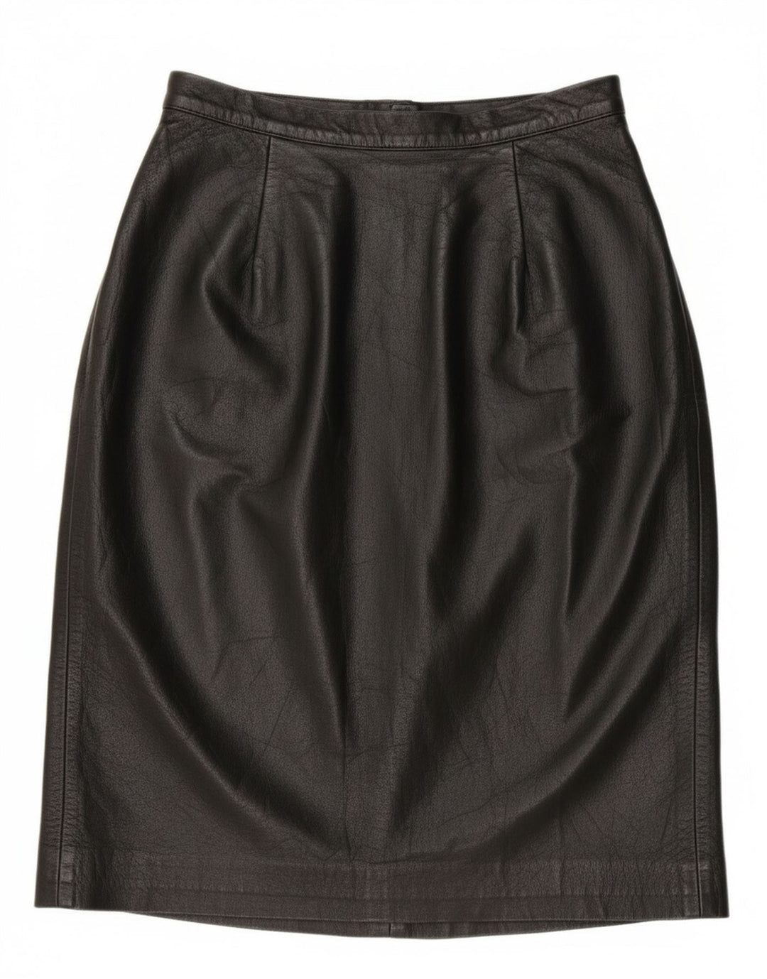 Vintage mujer cintura alta falda de cuero IT 42 Medio W28 Negro