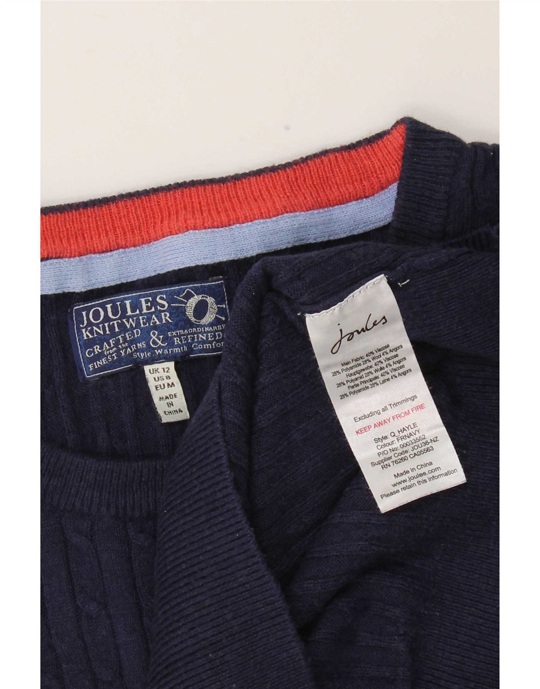 Joules - Jersey para mujer con cuello barco, talla 40, talla mediana, color azul marino, poliamida