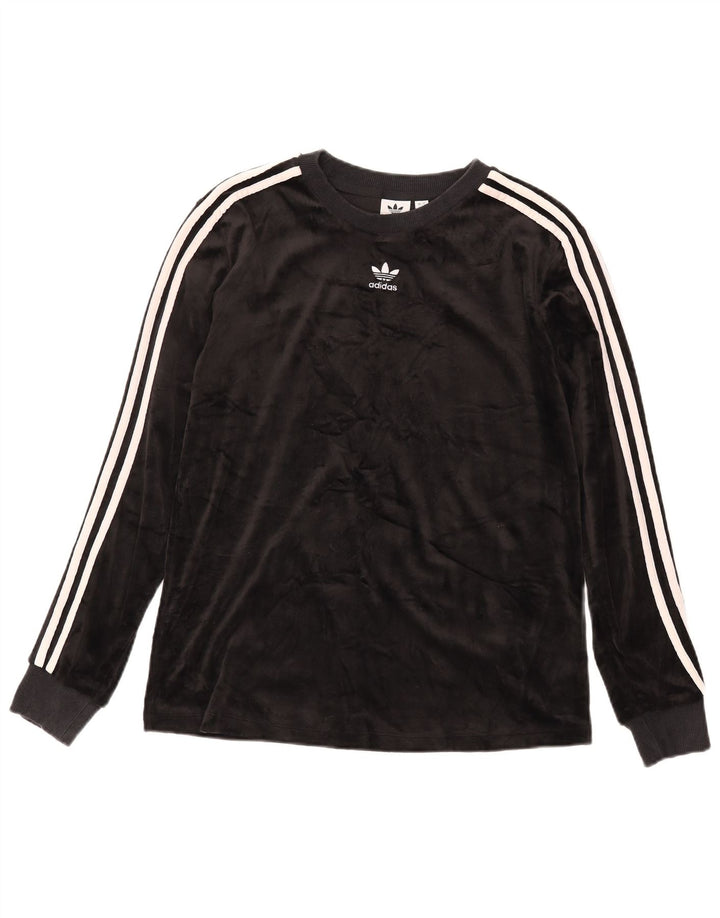Adidas Mujer Top Manga Larga UK 12 Medio Negro Poliéster
