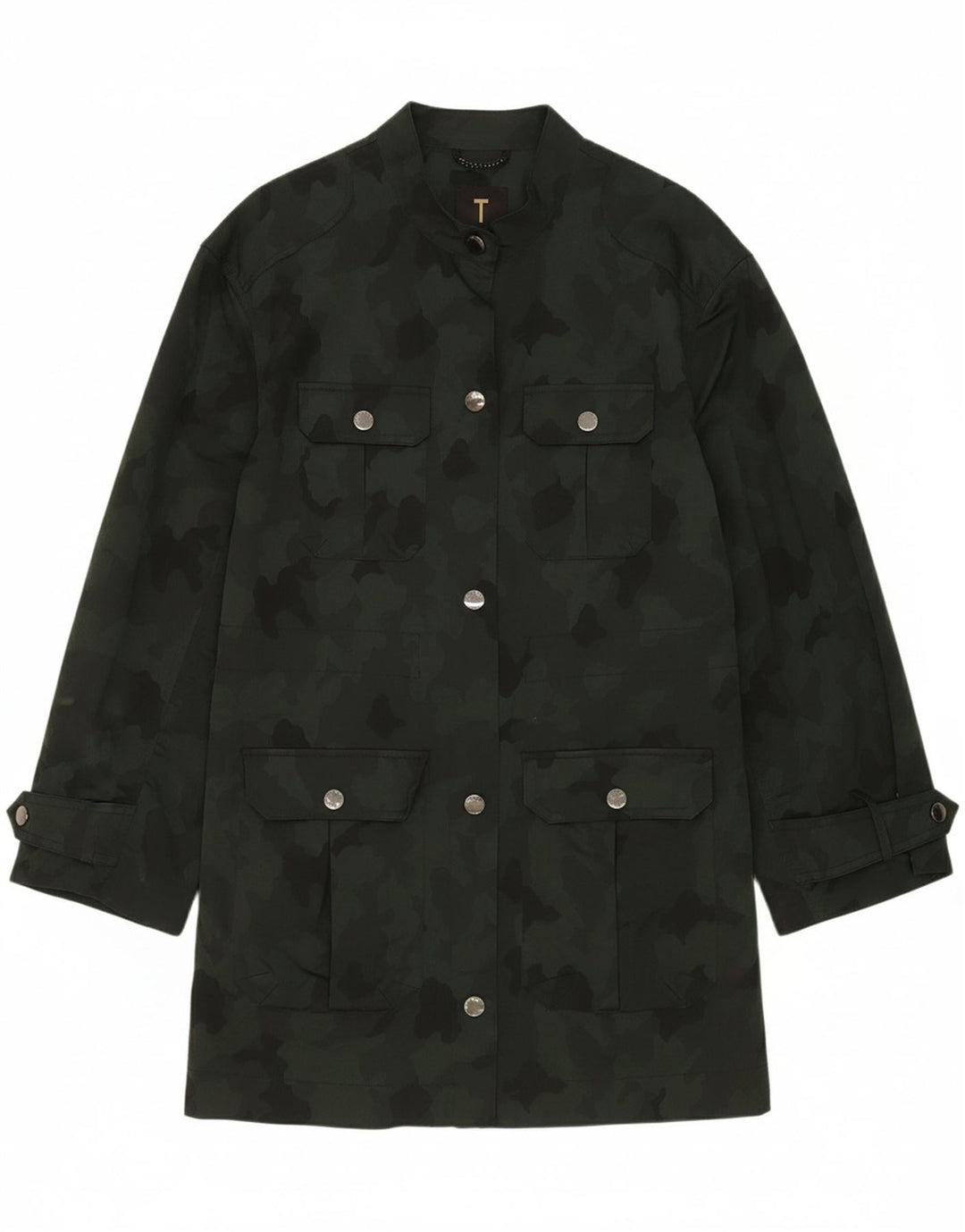 TED BAKER Womens Military Overcoat Size 5 XL Khaki Camouflage Army