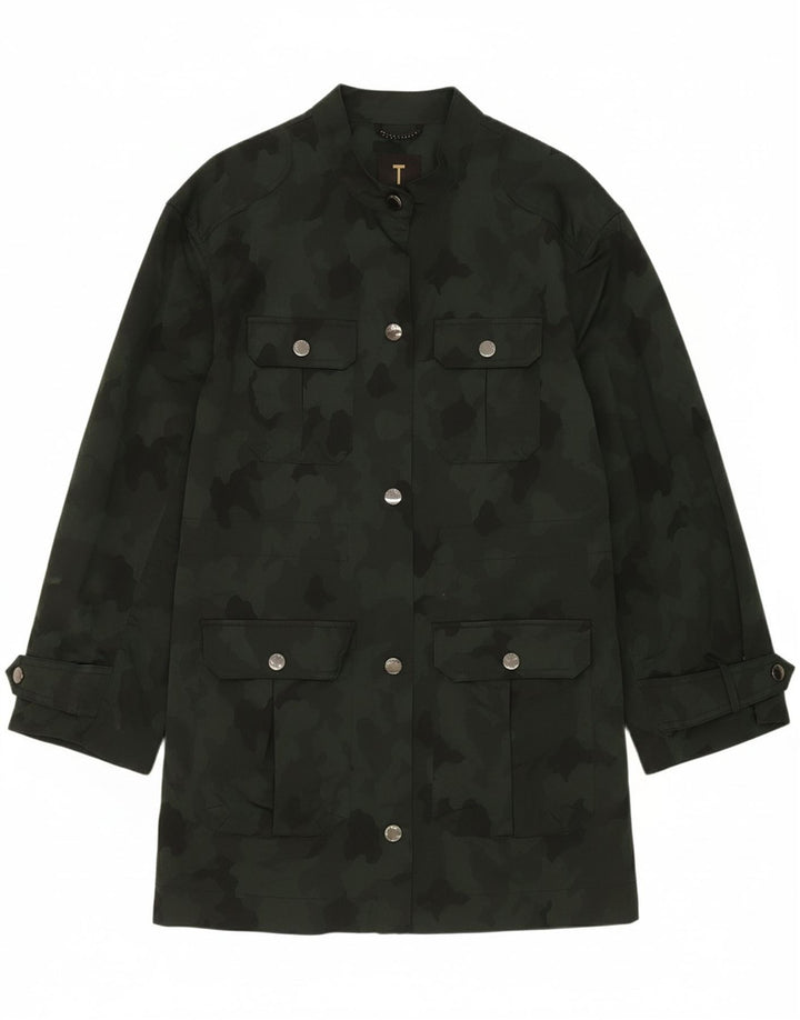 TED BAKER Womens Military Overcoat Size 5 XL Khaki Camouflage Army