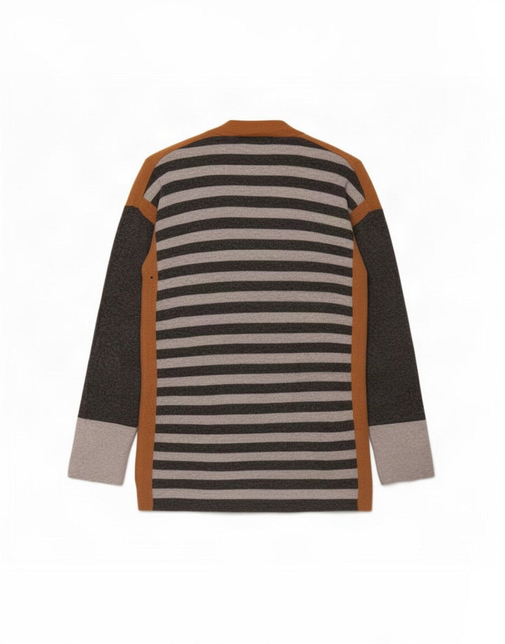 White Stuff Suéter Cárdigan Abierto Largo para Mujer UK 46 Grande Gris A Rayas
