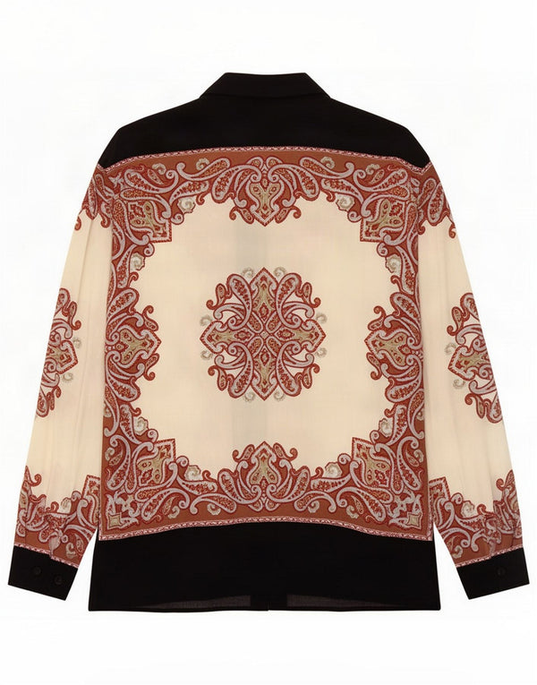 PIAZZA ITALIA Blusa camisera para mujer UK 46 Grande Negro Paisley Viscosa