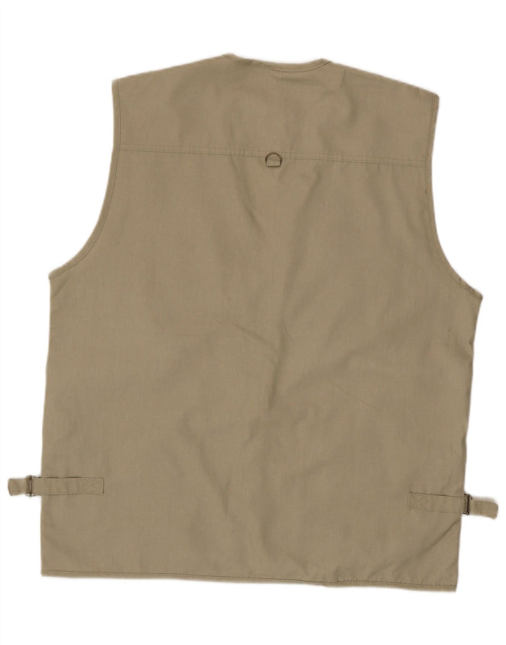 Vintage hombres utilidad chaleco Reino Unido 42 XL poliéster beige
