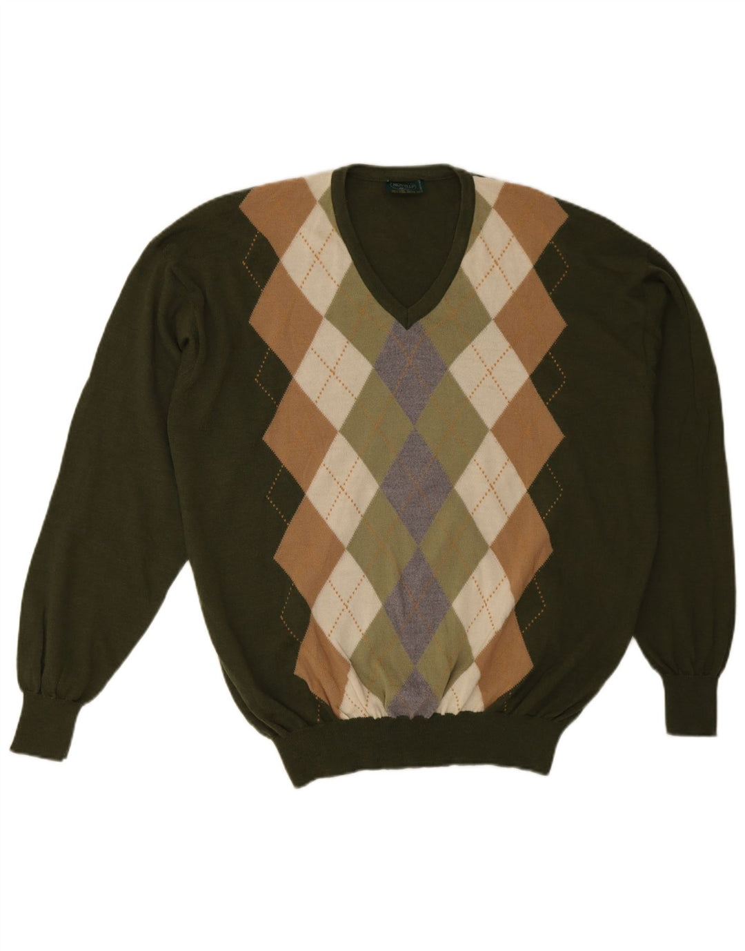 Novelli - Jersey con cuello en V para hombre IT 58 2XL Caqui Argyle/Diamante