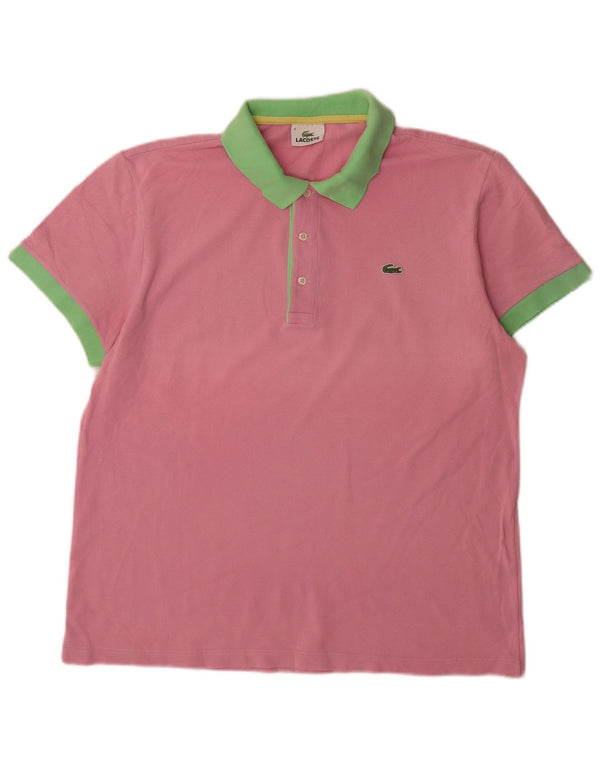 Lacoste Polo De Rugby Para Hombre Talla 6 XL Algodón Color Block Rosa