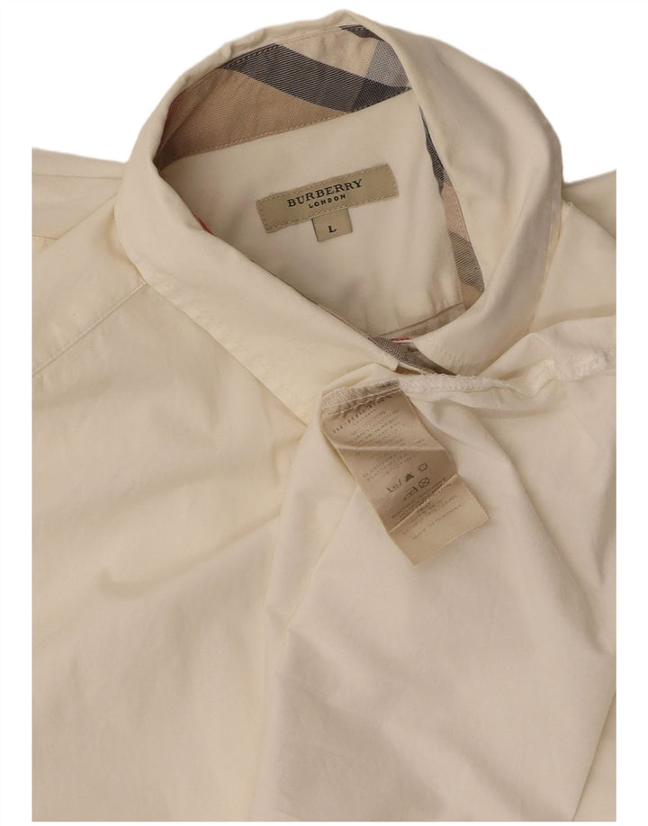 BURBERRY Camisa para mujer Reino Unido 16 Grande Algodón blanco roto