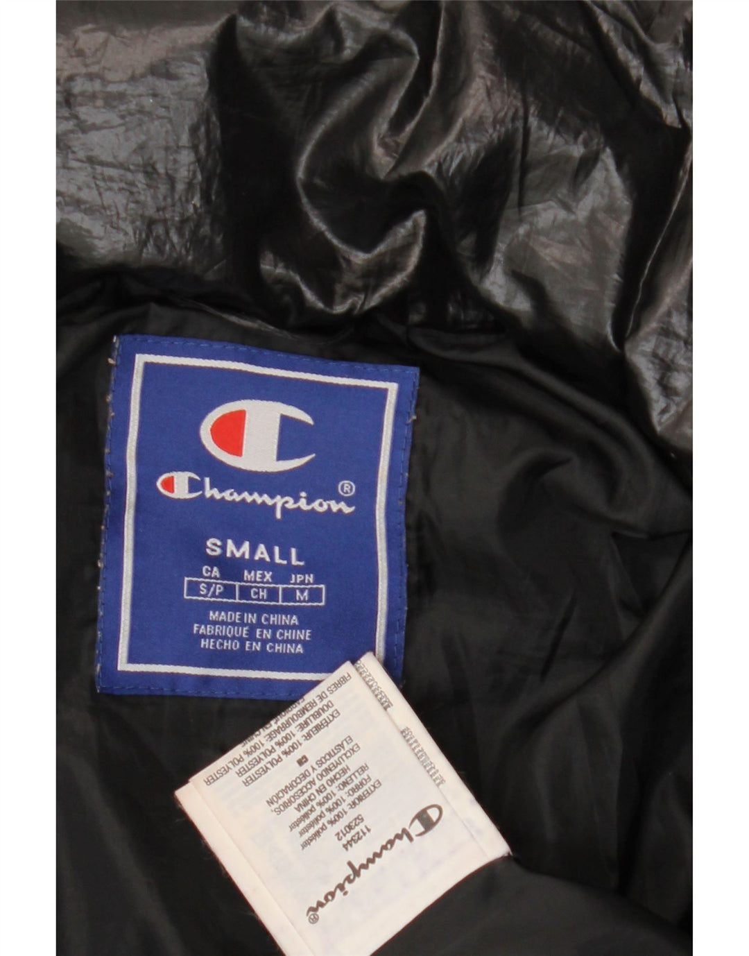 Champion Chaqueta Acolchada De Gran Tamaño Con Gráfico Para Mujer UK 10 Small Poliéster Negro