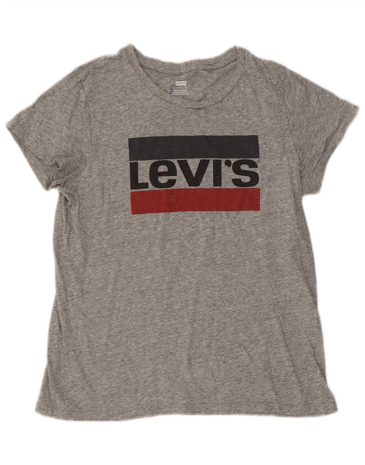 LEVI'S Camiseta gráfica para mujer Top UK 44 Gris medio moteado