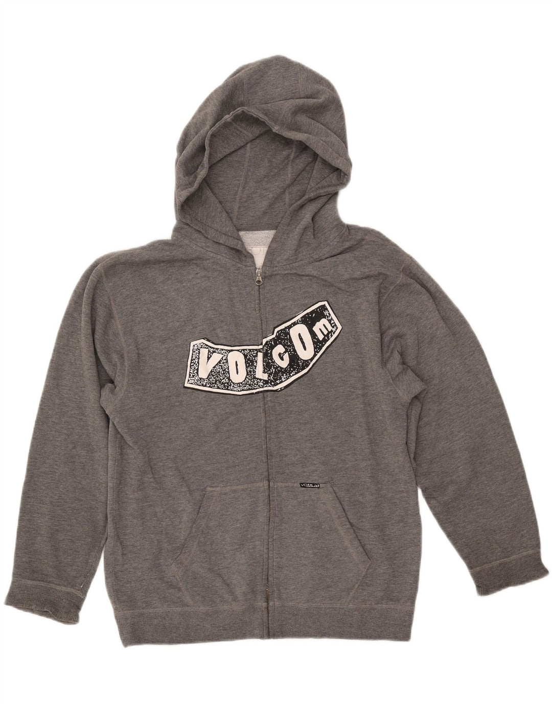 VOLCOM Suéter con capucha y cremallera gráfica para mujer Reino Unido 40 Gris grande