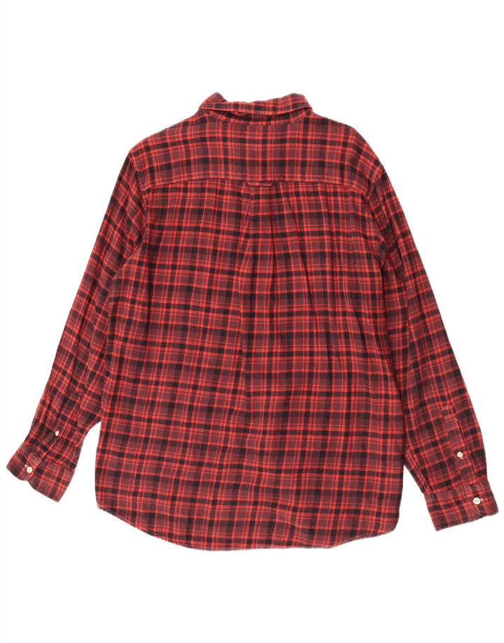 Chaps Camisa de franela para hombre de algodón a cuadros burdeos grande
