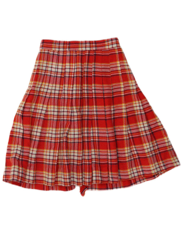 Falda envolvente plisada vintage para mujer W24 XS cuadros rojos