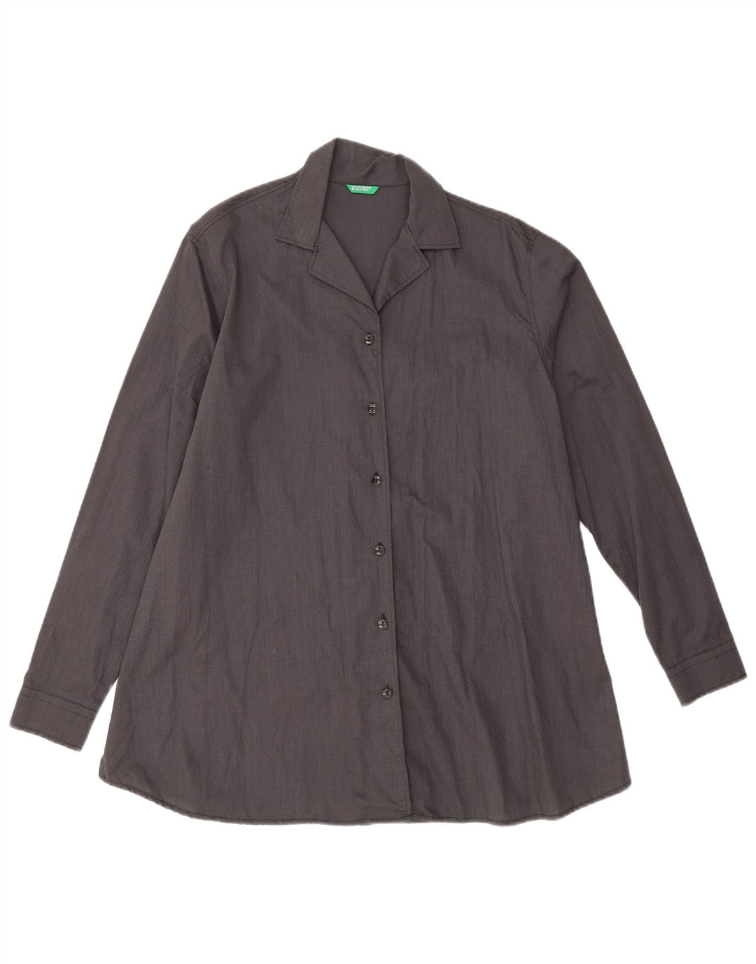 Benetton Camisa Extragrande Mujer ES 40 Pequeña Algodón Gris
