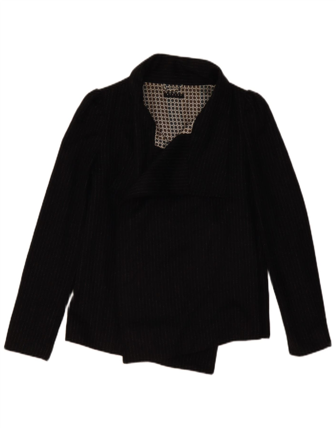 SISLEY Chaqueta tipo blazer abierta para mujer IT 38 XS Acetato de rayas negras