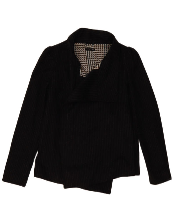 SISLEY Chaqueta tipo blazer abierta para mujer IT 38 XS Acetato de rayas negras