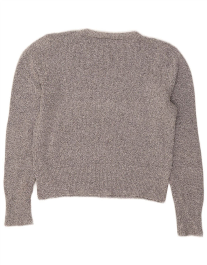 Oasis - Jersey corto con cuello redondo para mujer, talla 40, acrílico gris medio