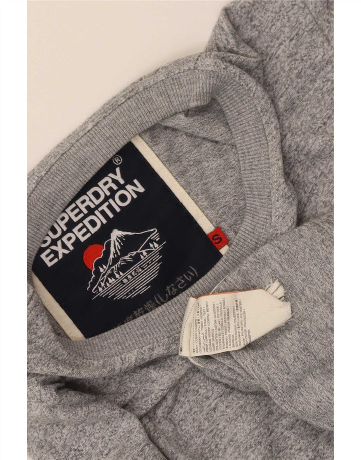 Superdry Top gráfico de manga larga de algodón moteado en gris pequeño para hombre