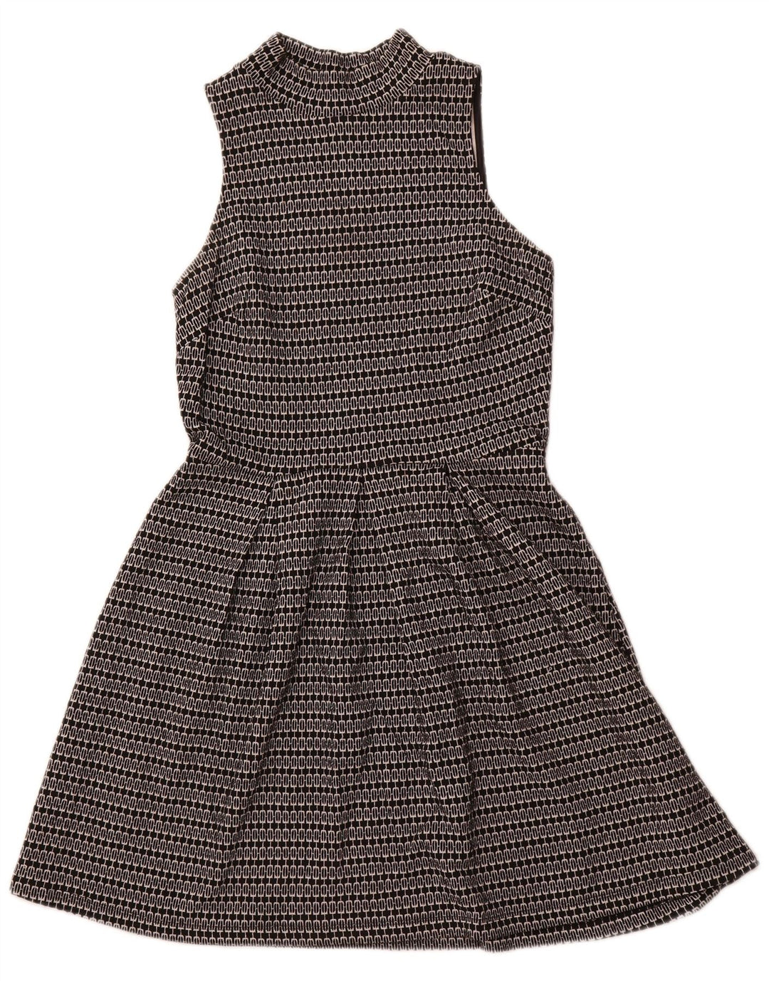 MOSSIMO Vestido acampanado sin mangas para mujer UK 6 XS Poliéster geométrico negro