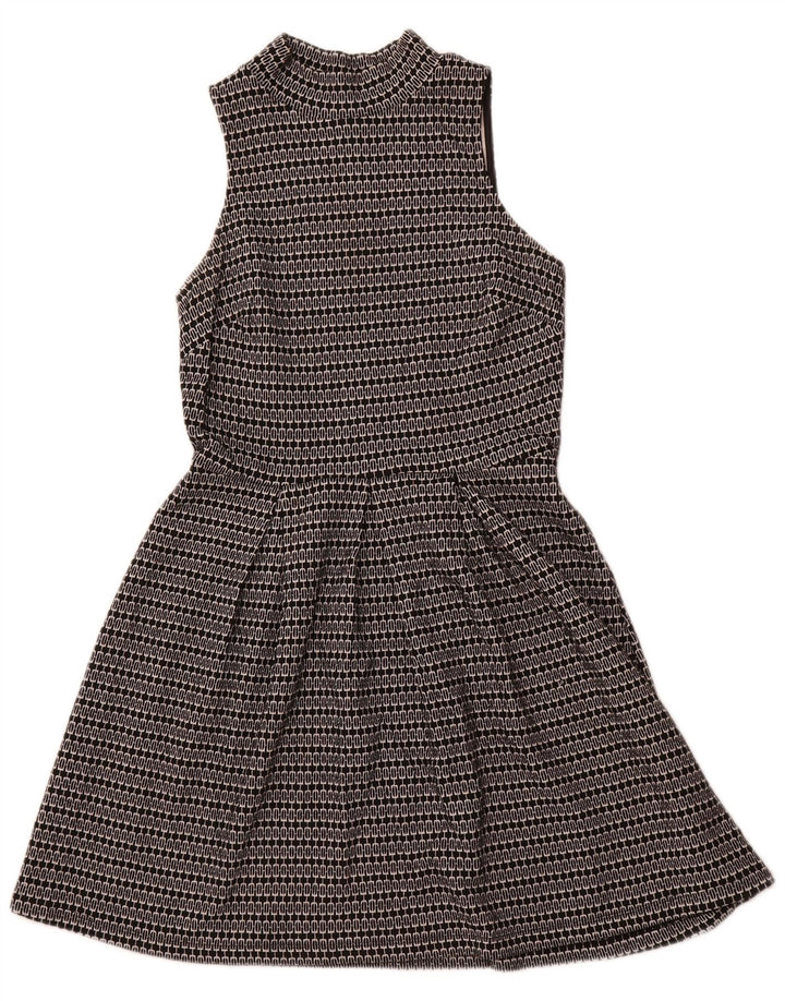 MOSSIMO Vestido acampanado sin mangas para mujer UK 6 XS Poliéster geométrico negro