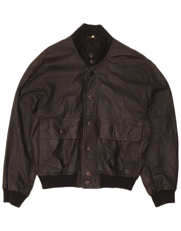 Vintage hombres bombardero chaqueta de cuero IT 46 pequeño cuero negro
