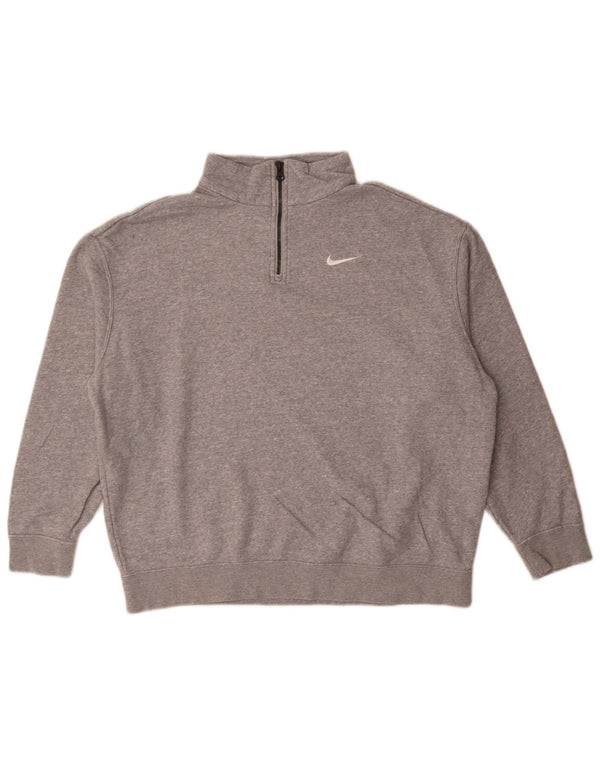 Nike - Sudadera holgada con cuello y cremallera para hombre, talla XS, algodón moteado gris
