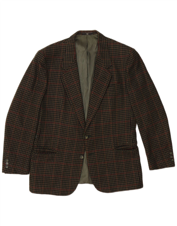 Valentino Chaqueta tipo blazer de 2 botones para hombre UK 38 Marrón medio Pata de gallo