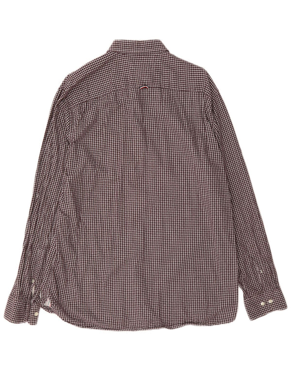 Tommy Hilfiger Camisa de franela para hombre XL Algodón a cuadros burdeos