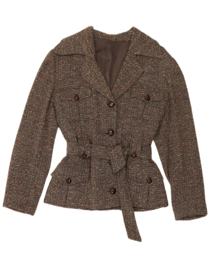 Vintage mujer chaqueta utilitaria Reino Unido 12 gris medio moteado