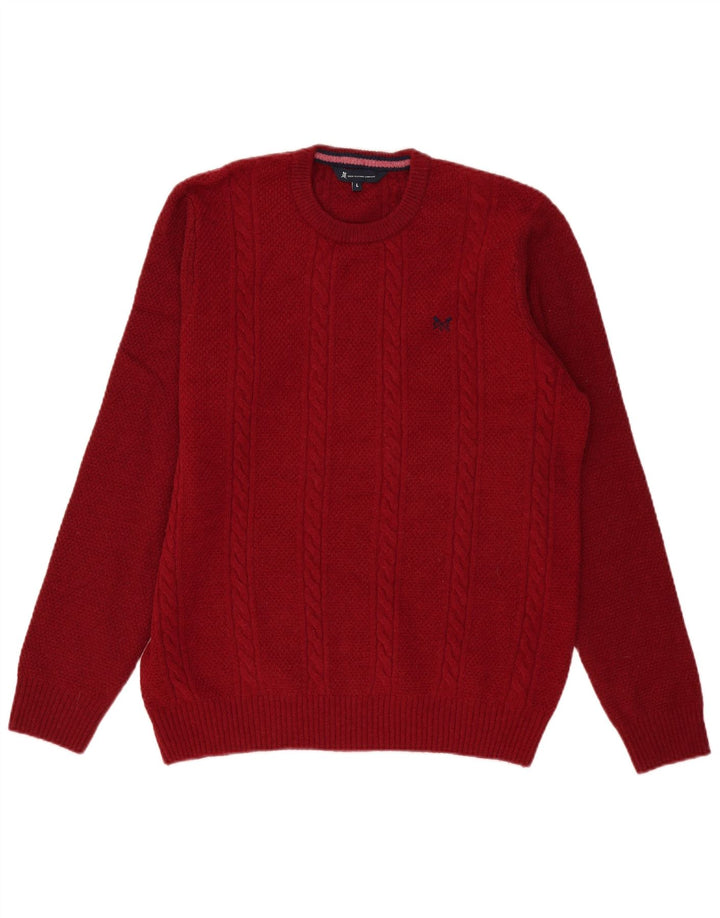 Crew Clothing - Jersey de cuello redondo para hombre, talla grande, lana de cordero roja