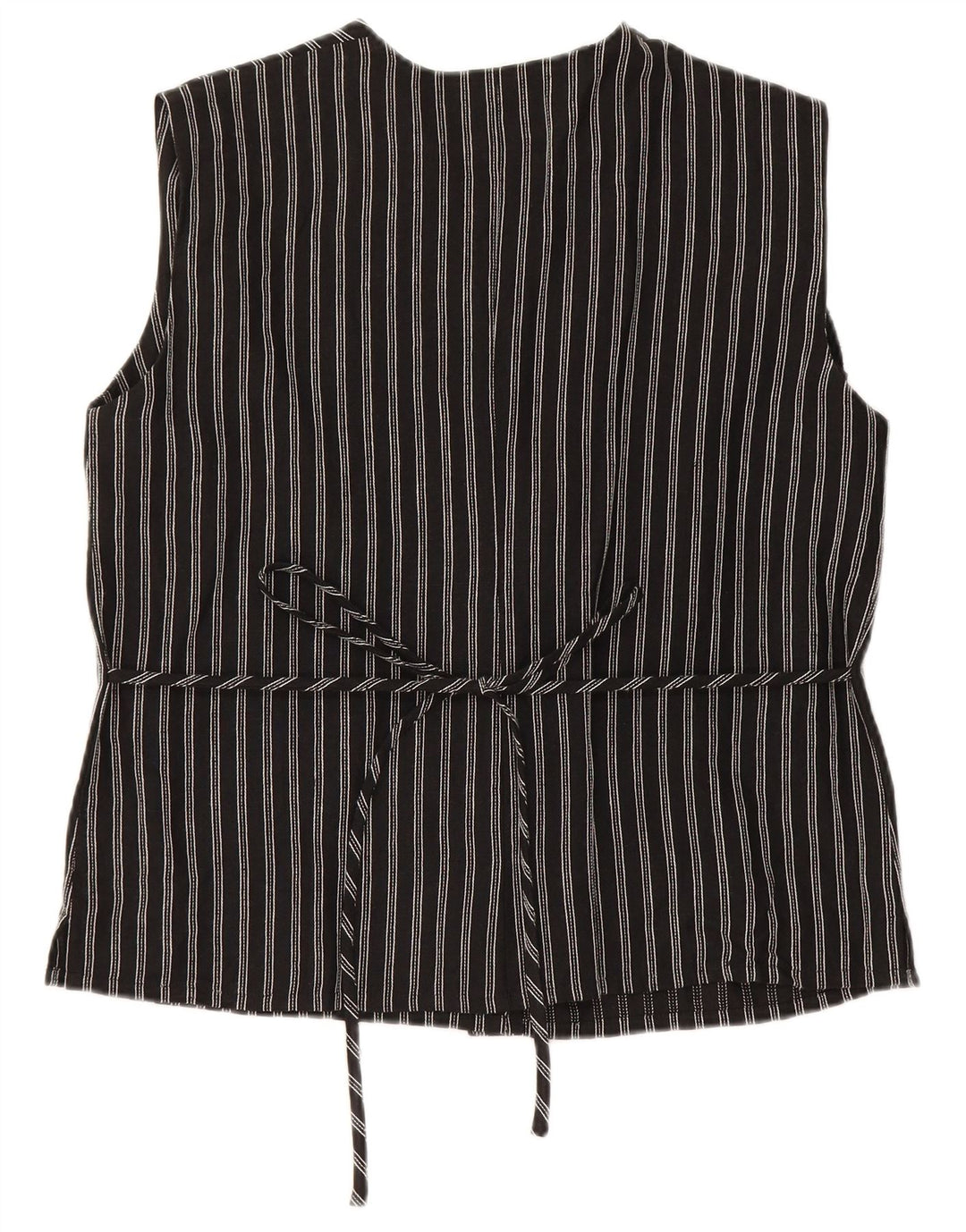 Misstwidd Blusa sin mangas para mujer IT 46 Large Lino a rayas negras