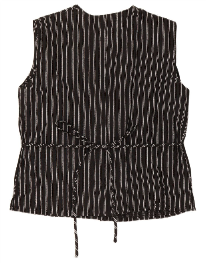 Misstwidd Blusa sin mangas para mujer IT 46 Large Lino a rayas negras