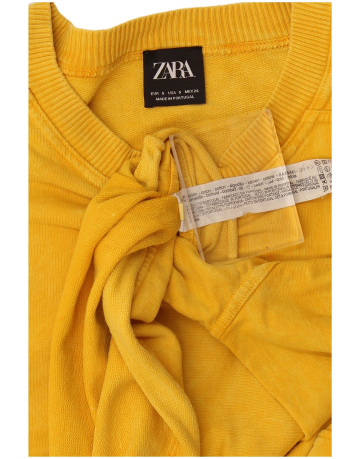 Zara Mujer Sudadera Oversize Jersey UK 10 Small Amarillo Algodón