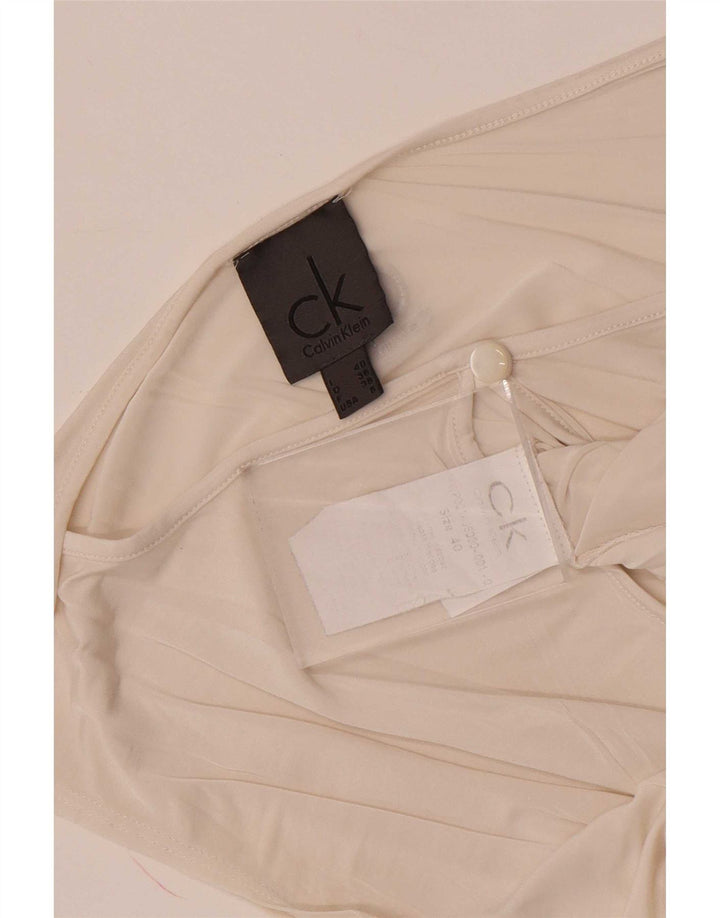 Calvin Klein Blusa sin mangas para mujer US 6 Medium White Viscosa
