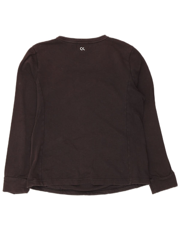 Calvin Klein Top para mujer de manga larga UK 44 Grande Algodón negro